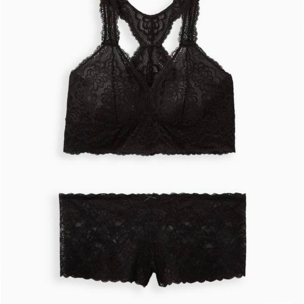 Torrid Black Unlined Solid Racerback Lace Bralette 3 - Picture 4 of 6